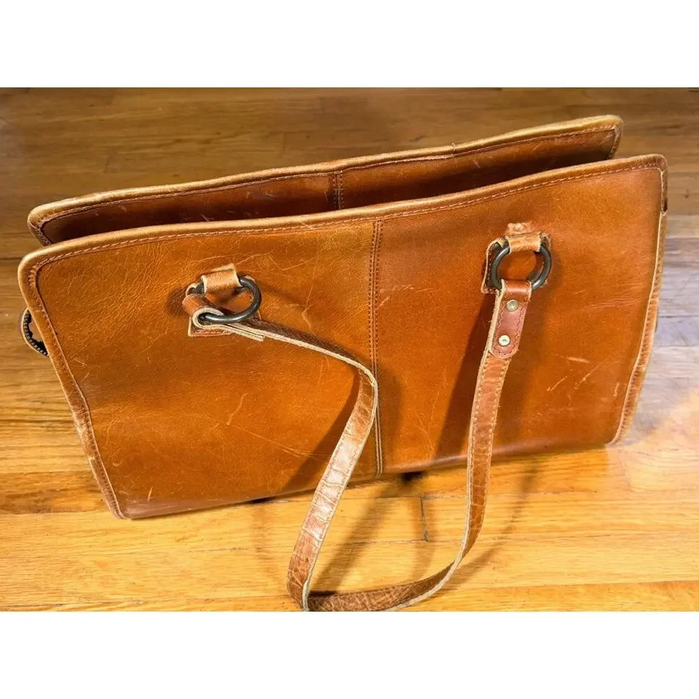 Vintage Brown Leather Small Dog Pet Carrier Bag Travel Tote Ventilated 18